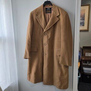 Men's Camel colored 100% Mongolian Cashmere Overcoat ~ size 2x (?) ~ VINTAGE